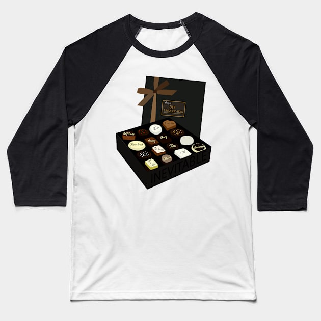 Gump Life Is Like A Box Of Chocolates Baseball T-Shirt by Cosmic-Fandom